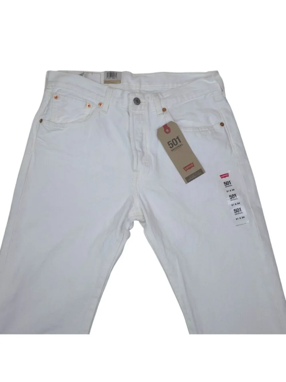 Levis 501 Original White Jeans W31 L34 Straight Leg 100% Cotton